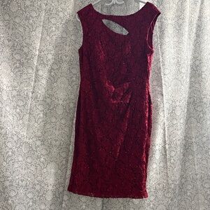 Connected Apparel Wine Lace Dress